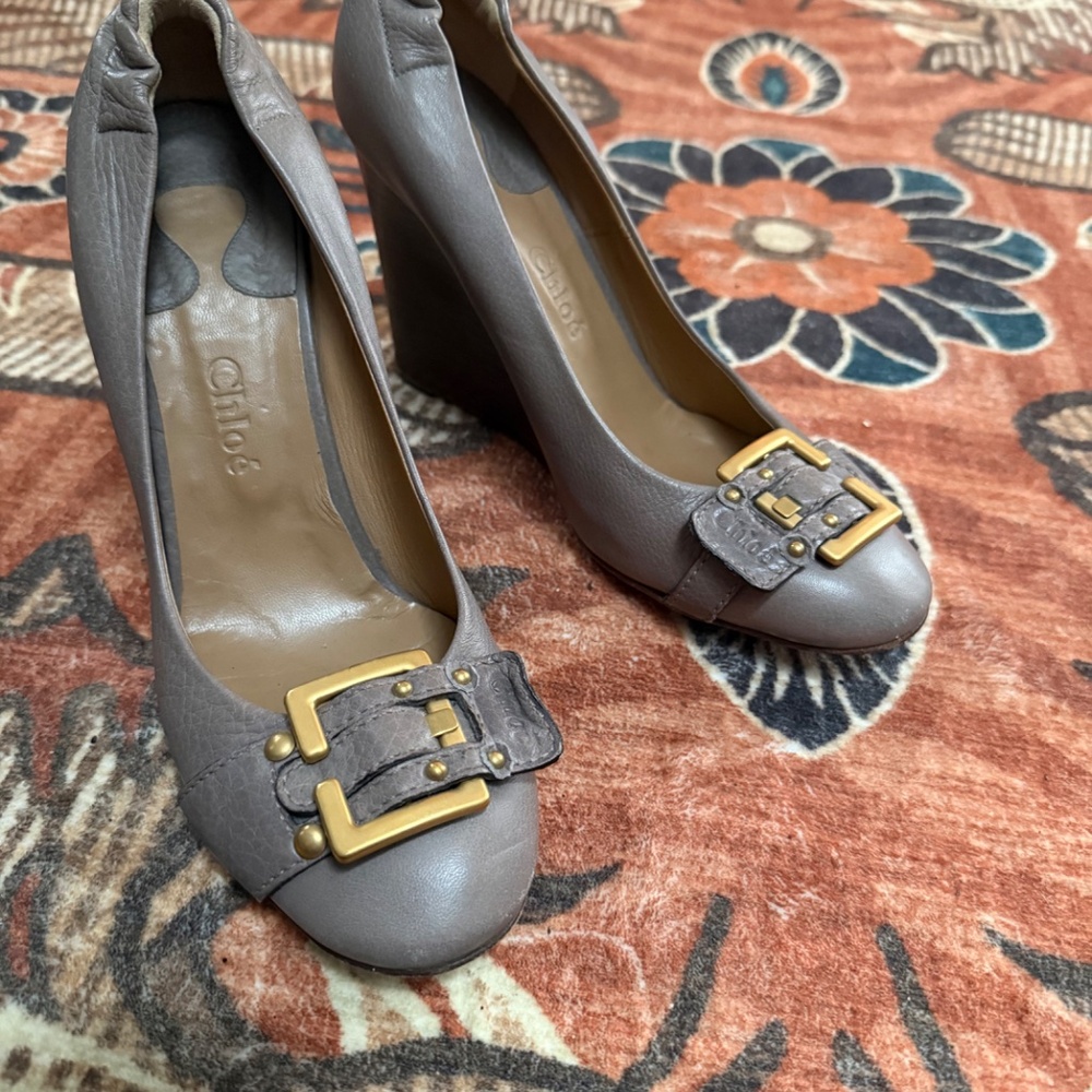 Chloé Wedges in Leather and Wood with a Buckle Size 9 - Picture 7 of 12